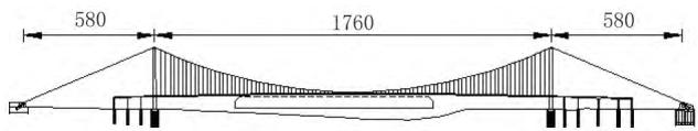 图1主桥立面（单位：m）