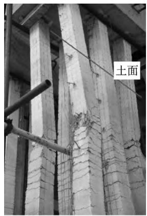 a 土面以下桩身实际损伤情况